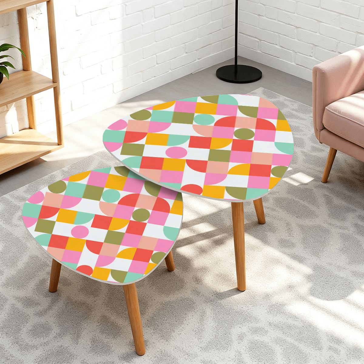 1960s Mod Geometric Mid Century Modern Nesting Tables