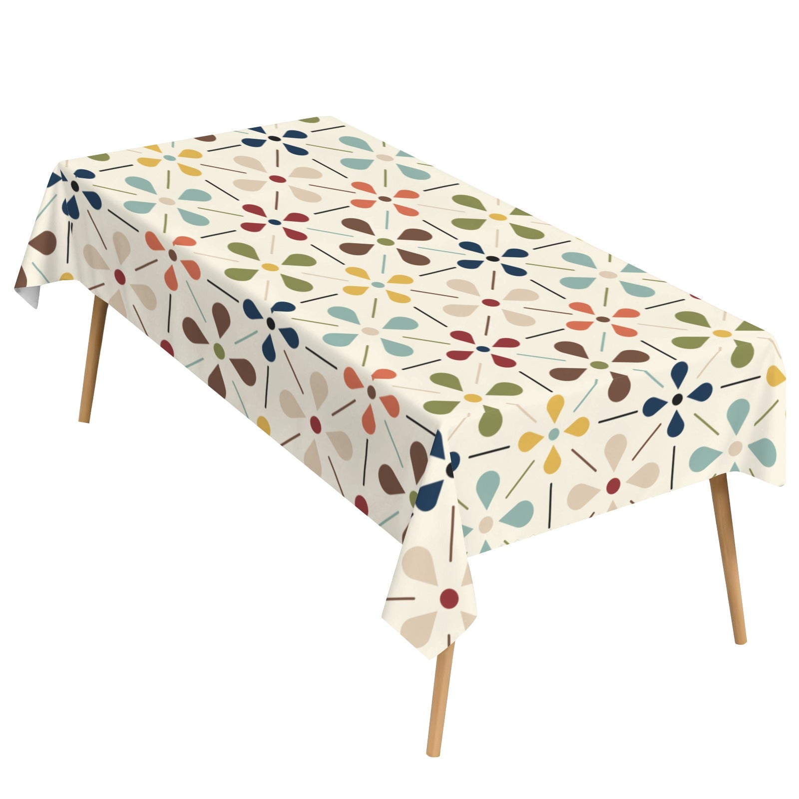 Scandinavian Danish Floral Mid Century Retro Rectangle Tablecloth