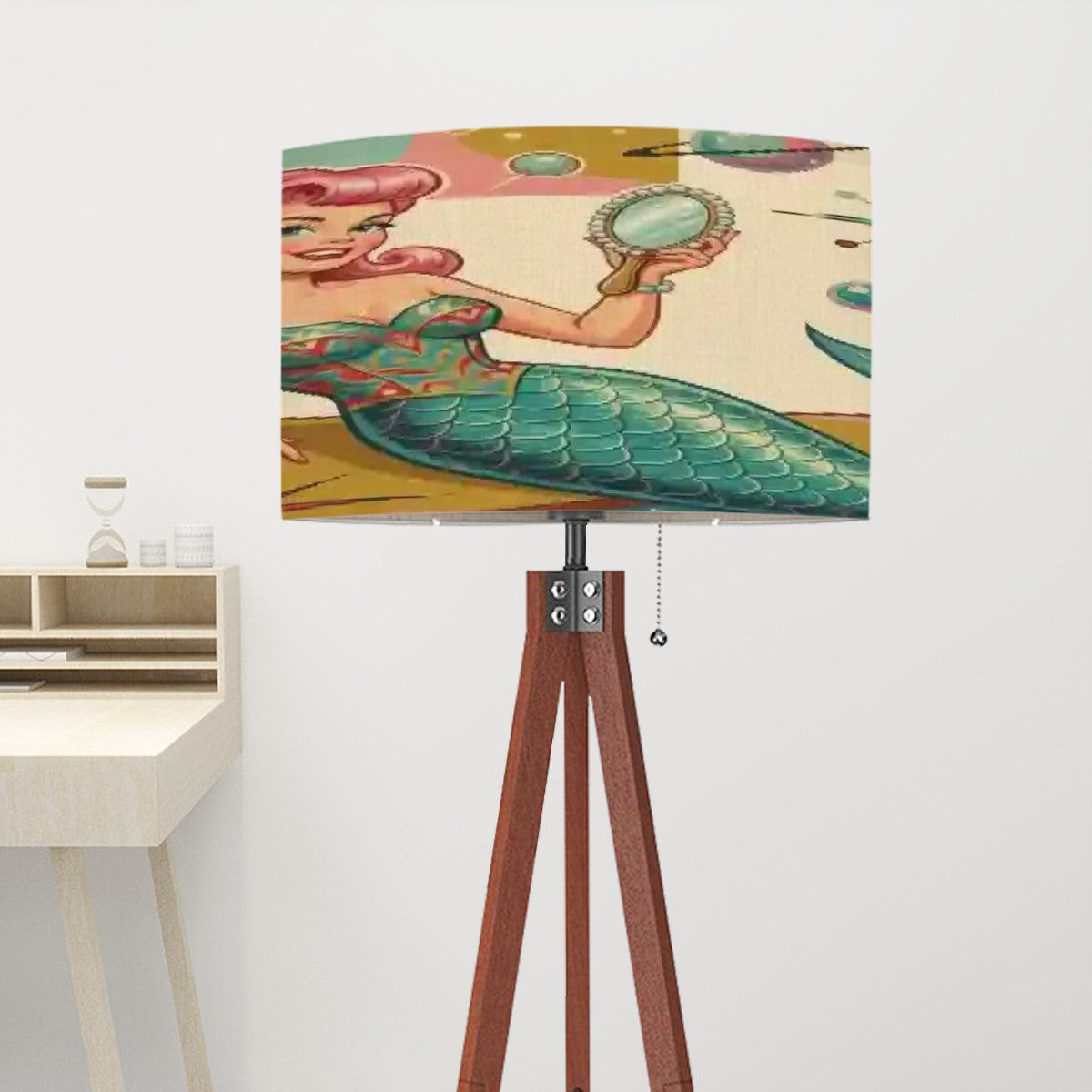 Kitschy 1950s Retro Mermaid Mid Century Modern Lamp Shade