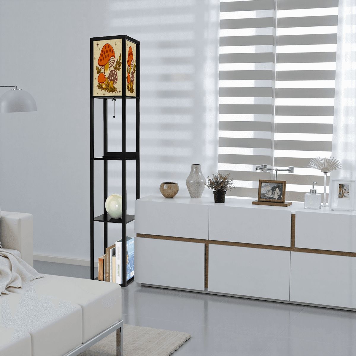 Merry Mushroom Mid Century Modern Retro Floor Lamp with Shelves