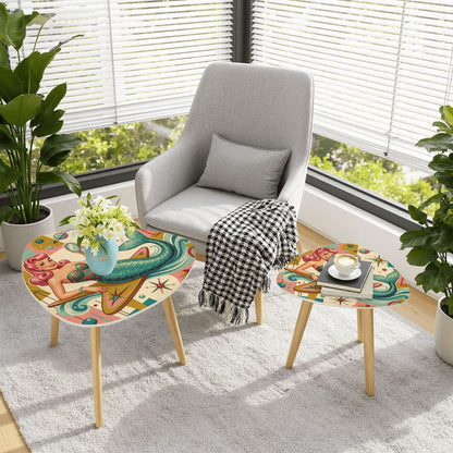 Kitschy 1950s Retro Mermaid Atomic Starburst Nesting Tables