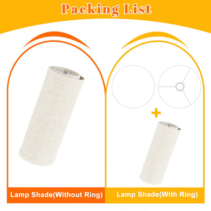 Minimalist White Linen Drum Lamp Shade, Modern Contemporary Decor