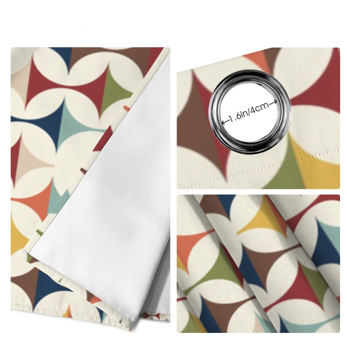 Mid Century Modern Scandinavian Geometric Grommet Curtain Panels