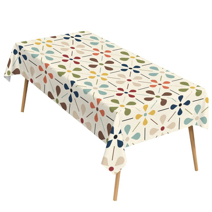 Scandinavian Danish Floral Mid Century Retro Rectangle Tablecloth
