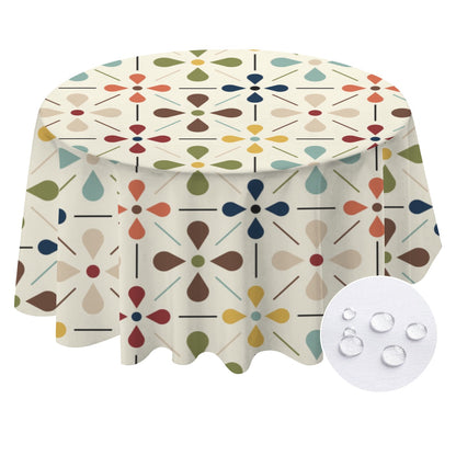 Scandinavian Danish Floral Mid Century Modern Retro Round Tablecloth