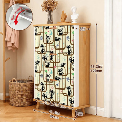 Atomic Cat Starburst Geometric 1950s Space Age Retro Shoe Cabinet