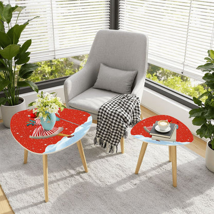 Retro 1950s Christmas Card Art Mid Century Modern Nesting Tables