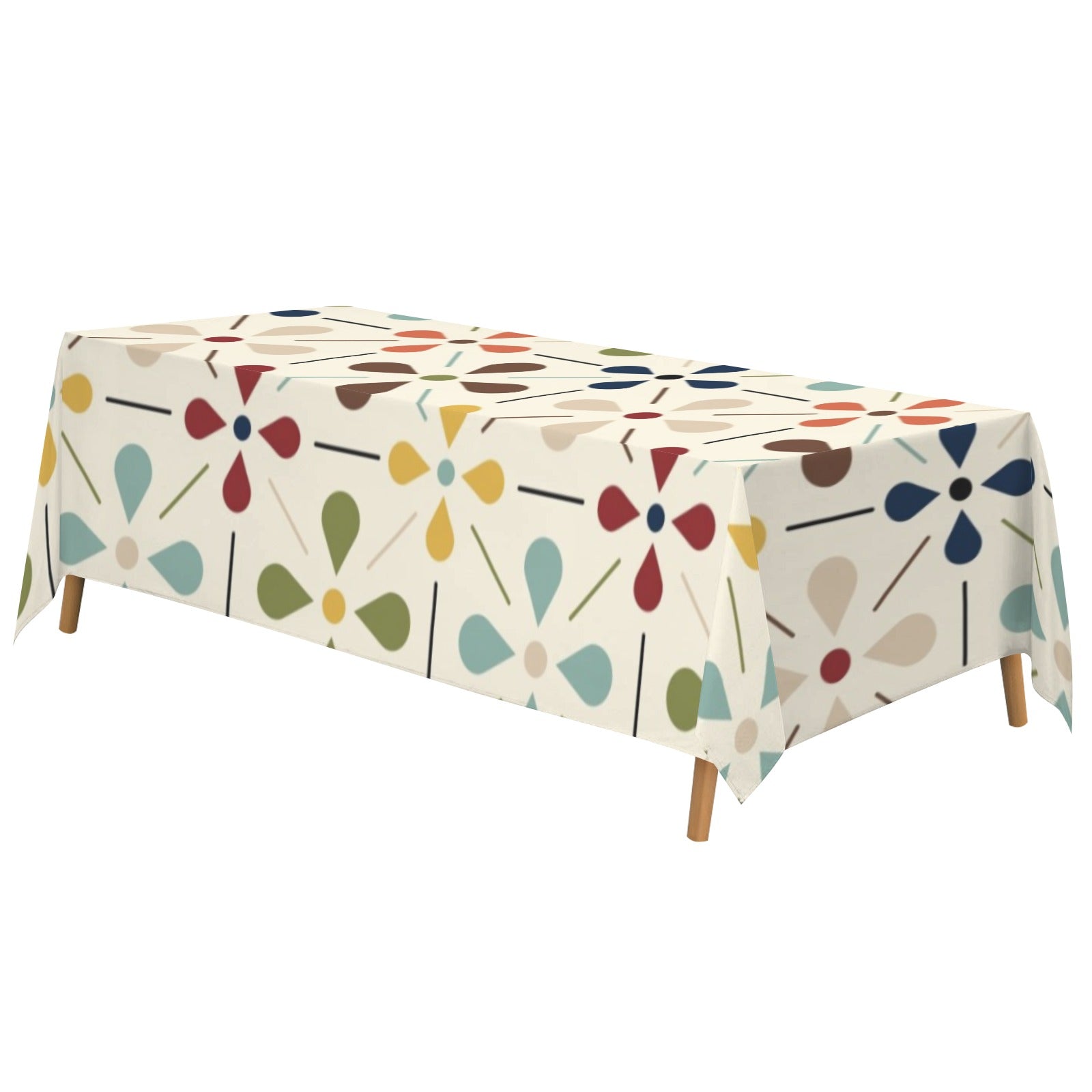 Scandinavian Danish Floral Mid Century Retro Rectangle Tablecloth