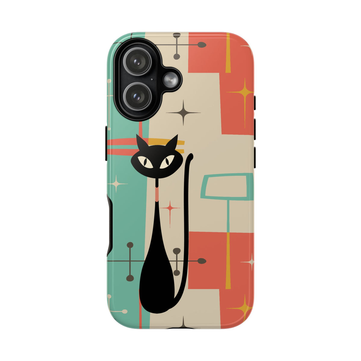 Atomic Cat Mid Century Modern Pastel iPhone Case