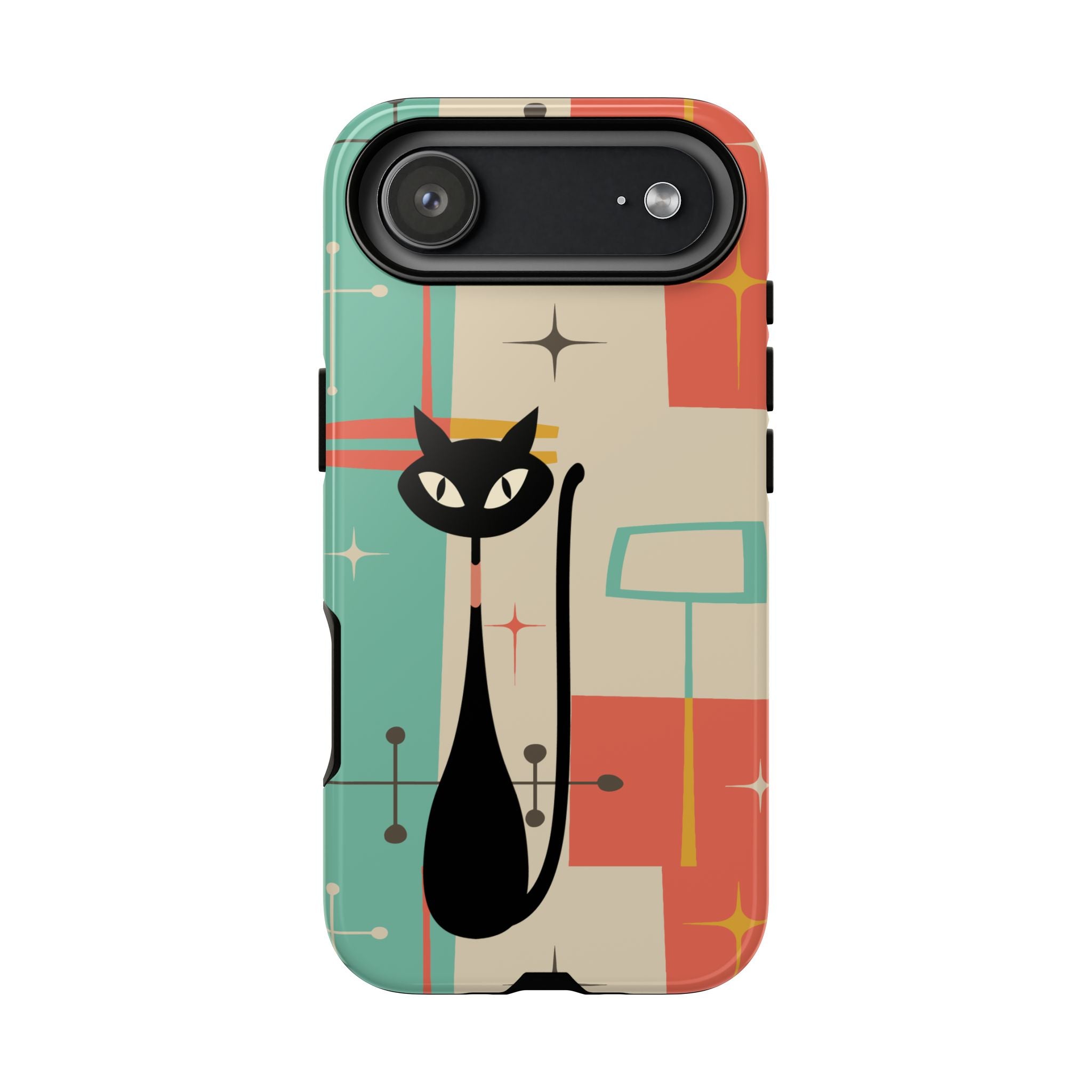 Atomic Cat Mid Century Modern Pastel iPhone Case