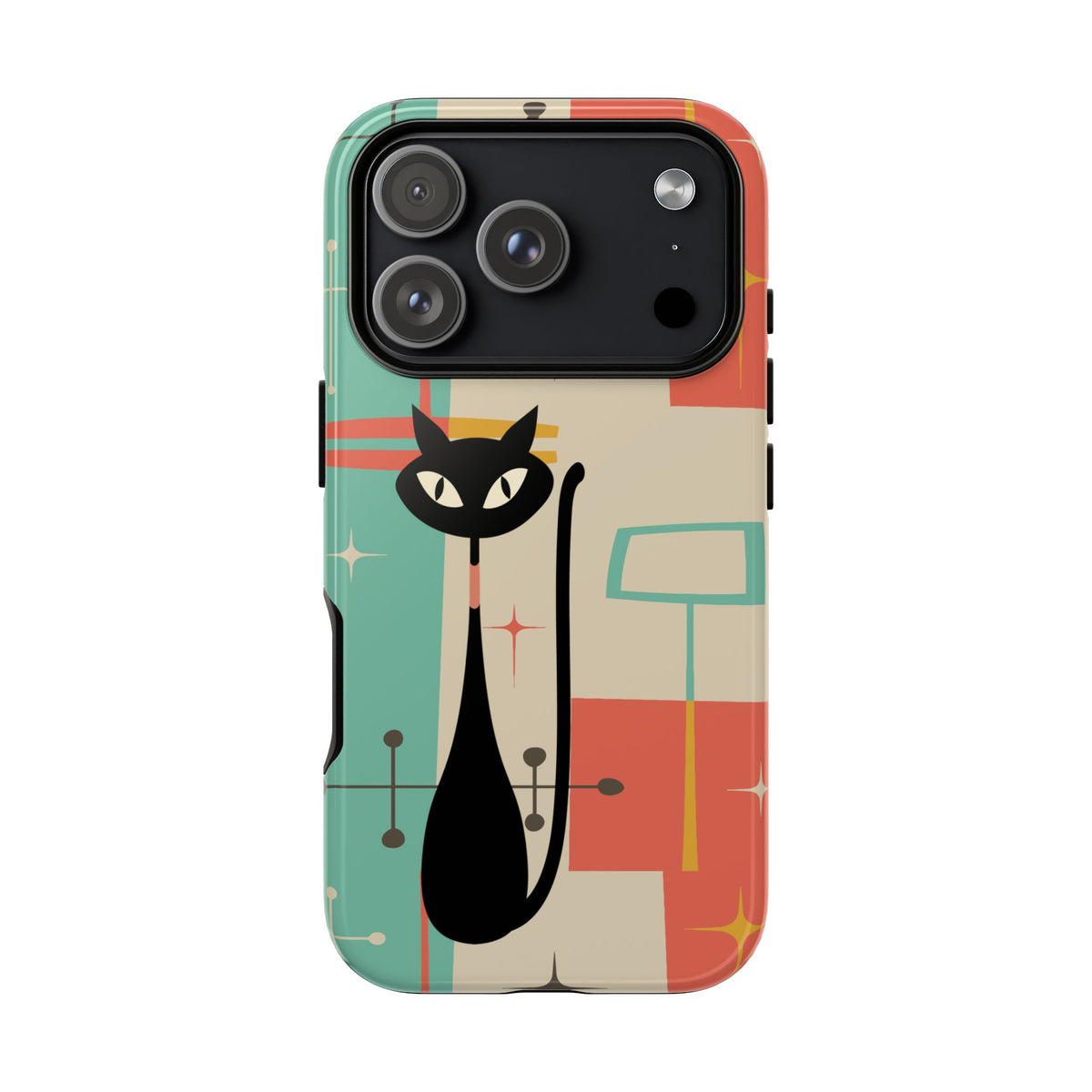 Atomic Cat Mid Century Modern Pastel iPhone Case