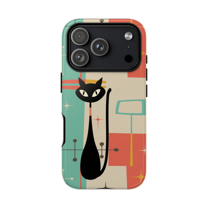 Atomic Cat Mid Century Modern Pastel iPhone Case