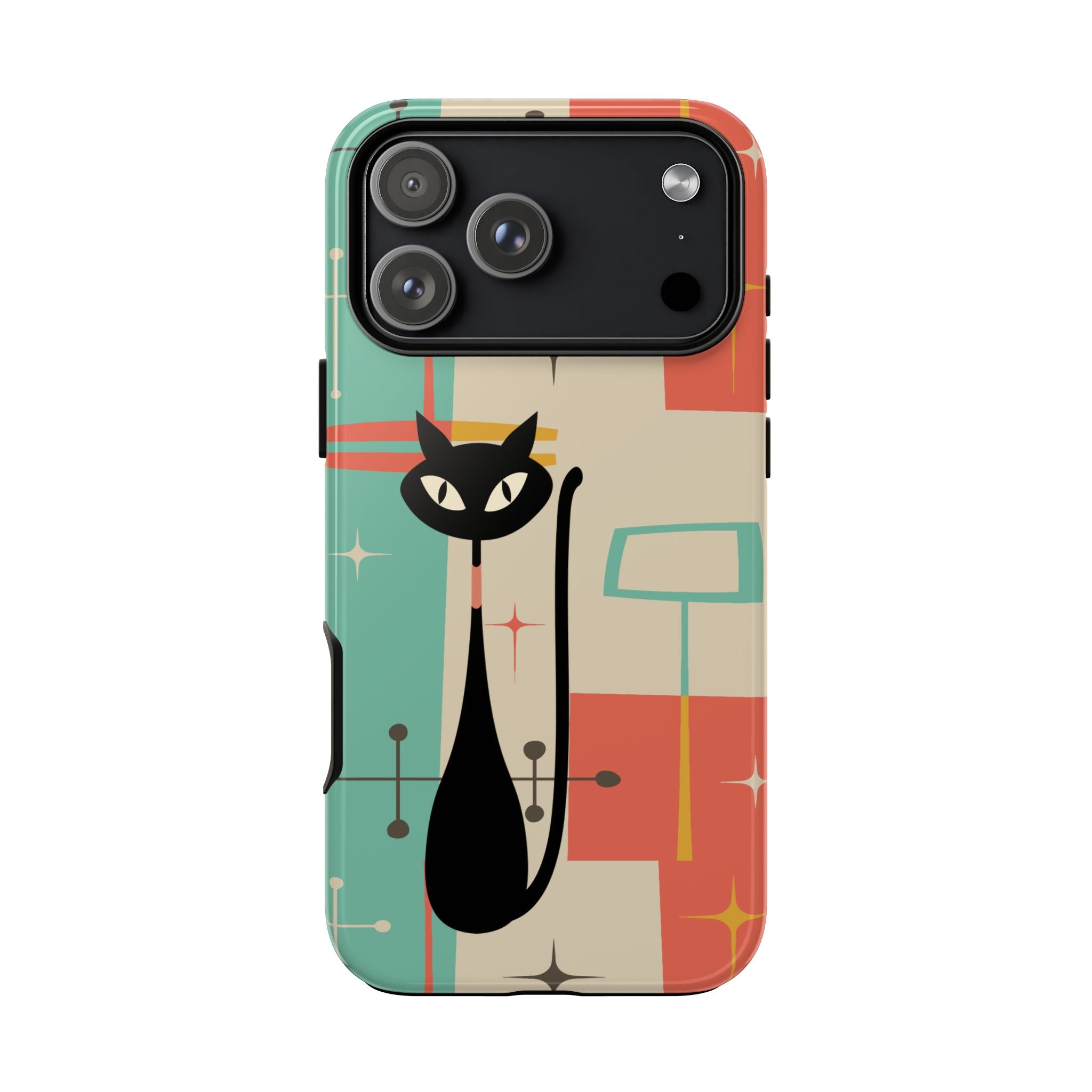 Atomic Cat Mid Century Modern Pastel iPhone Case