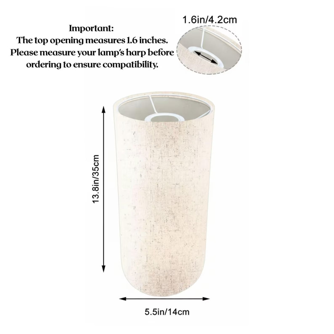 Minimalist White Linen Slim Cylinder Lamp Shade, Modern Lighting for Contemporary Decor