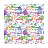 Chinoiserie Pagoda Lantern Tablecloth, Colorful Asian Garden Dining Linen