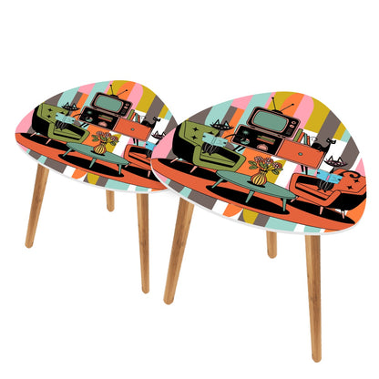 Atomic Cat Retro Nesting Tables, Mid Century Modern Striped Accent Furniture