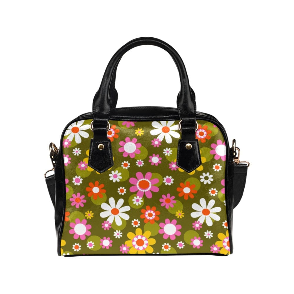 interestprint Retro Groovy Hippie Daisy Shoulder Bag handbags One Size D2888833