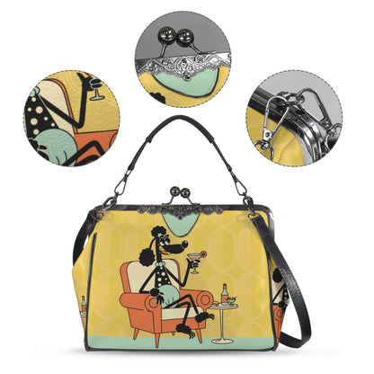 Kate McEnroe New York 1950s Anthropomorphic Poodle Kitsch Cocktail Hour Kiss Lock HandbagCrossbody BagsD3282531