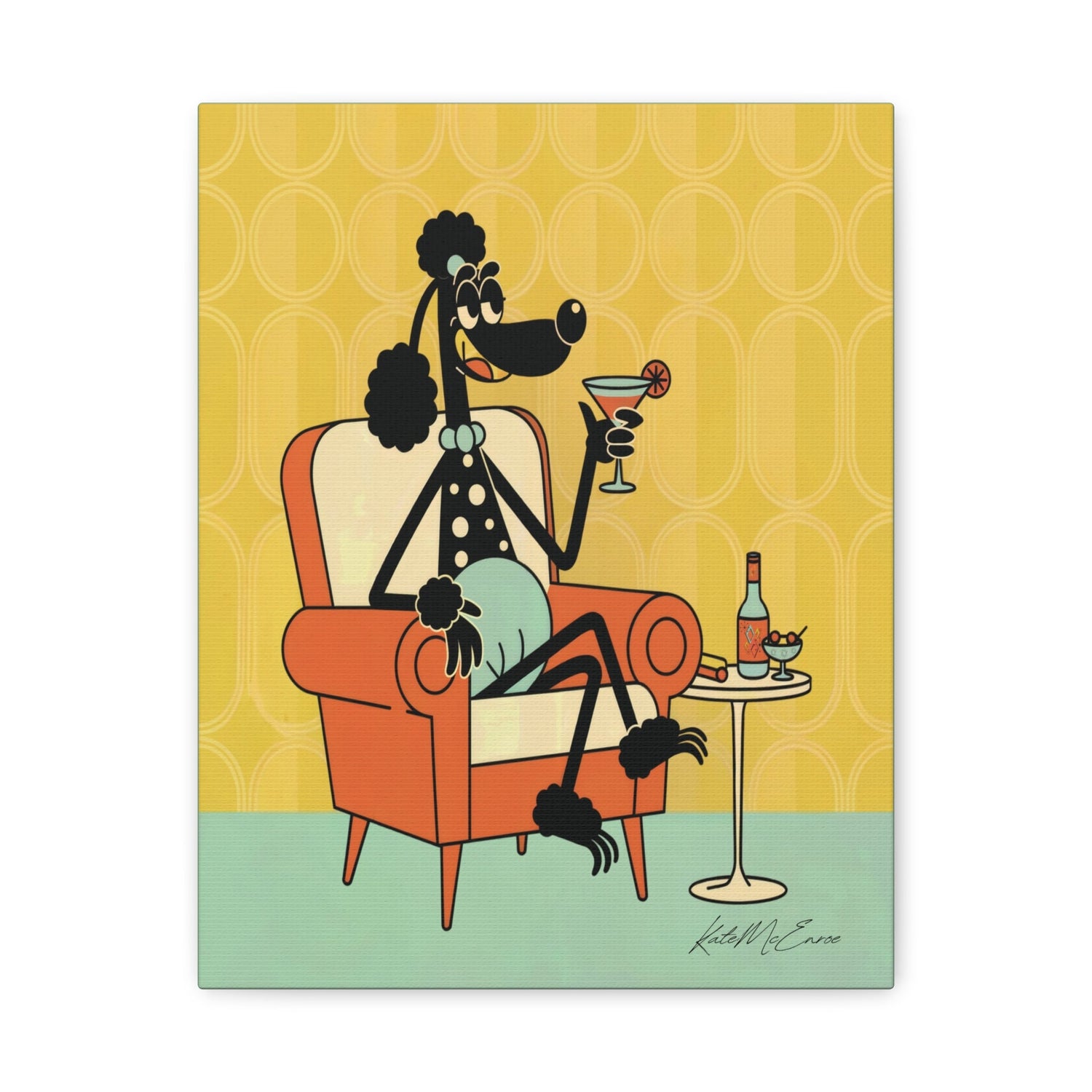 Kate McEnroe New York 1950s Anthropomorphic Poodle Wall Art, Retro Cocktail Kitsch CanvasCanvas Wall Art16615690497031003308