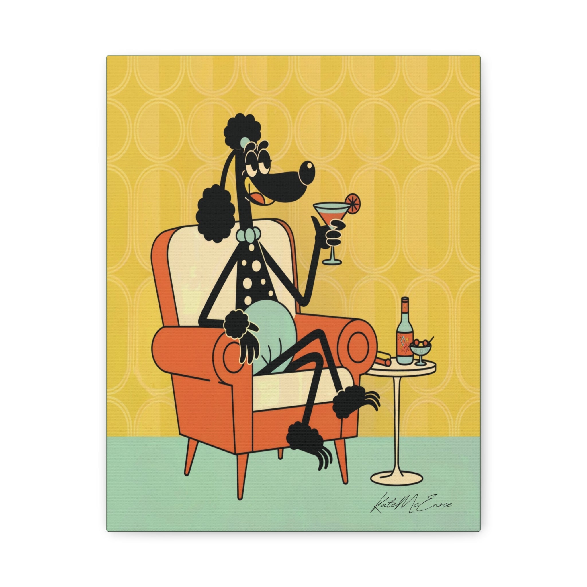 Kate McEnroe New York 1950s Anthropomorphic Poodle Wall Art, Retro Cocktail Kitsch CanvasCanvas Wall Art16615690497031003308