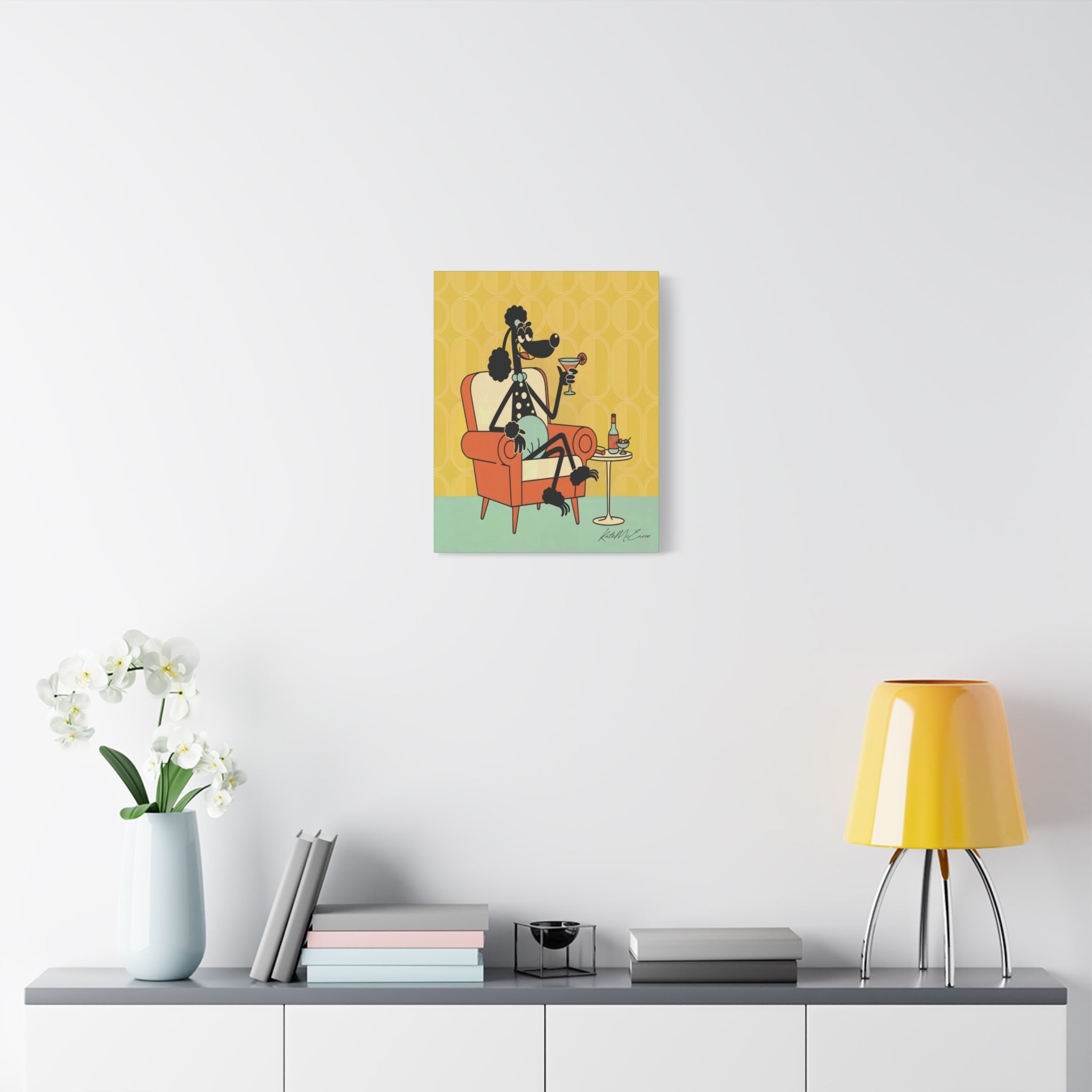 Kate McEnroe New York 1950s Anthropomorphic Poodle Wall Art, Retro Cocktail Kitsch CanvasCanvas Wall Art16615690497031003308