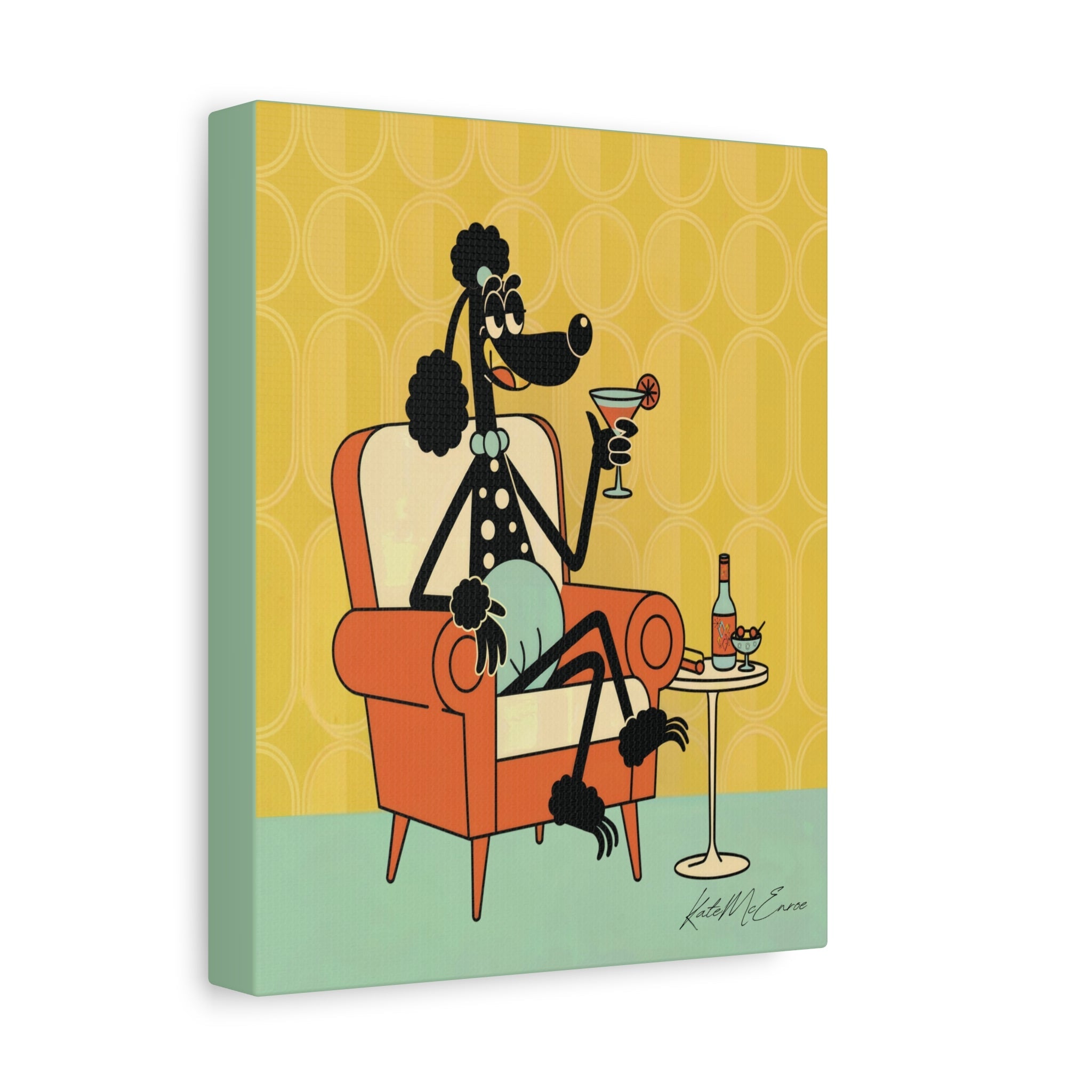 Kate McEnroe New York 1950s Anthropomorphic Poodle Wall Art, Retro Cocktail Kitsch CanvasCanvas Wall Art16615690497031003308