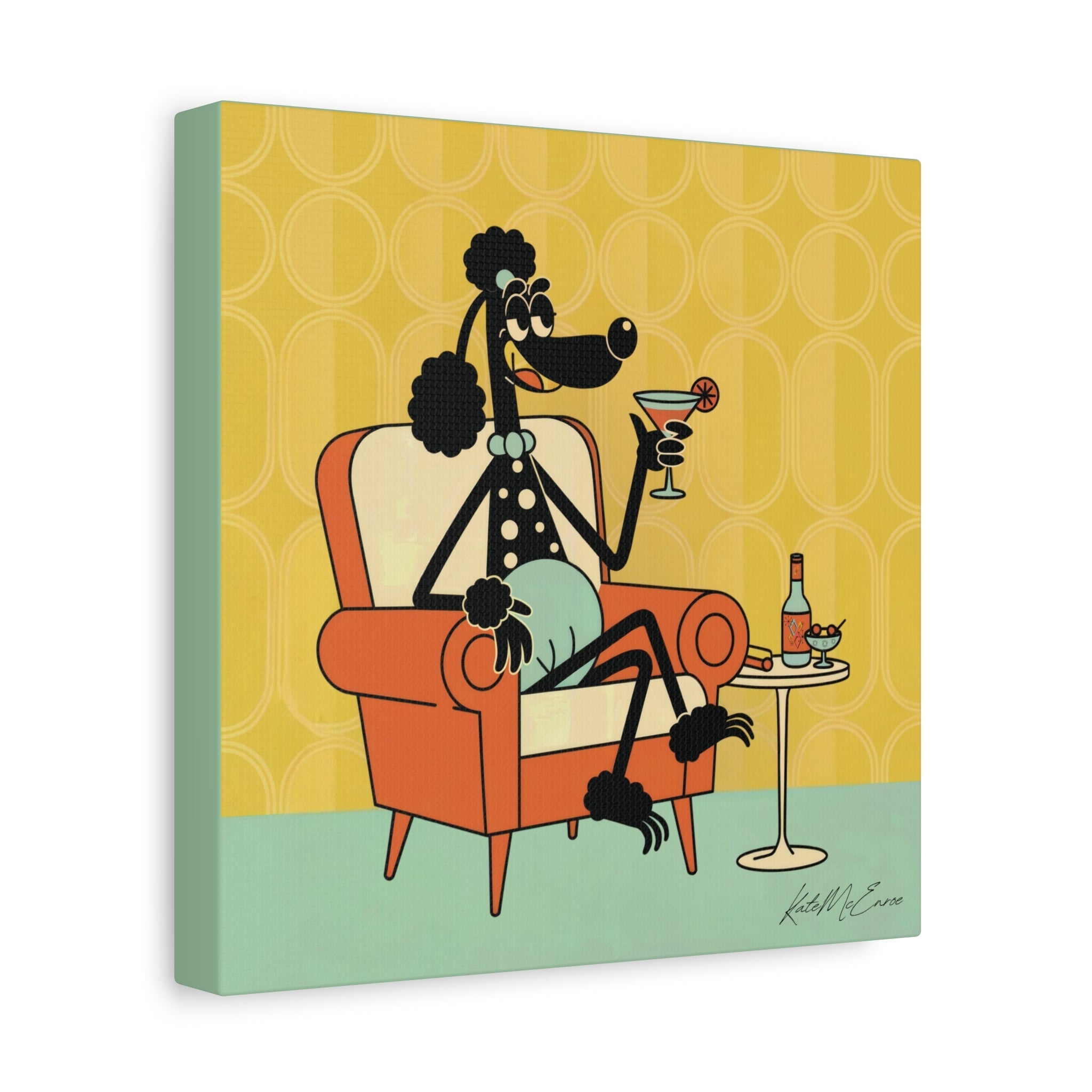 Kate McEnroe New York 1950s Anthropomorphic Poodle Wall Art, Retro Cocktail Kitsch CanvasCanvas Wall Art16615690497031003308