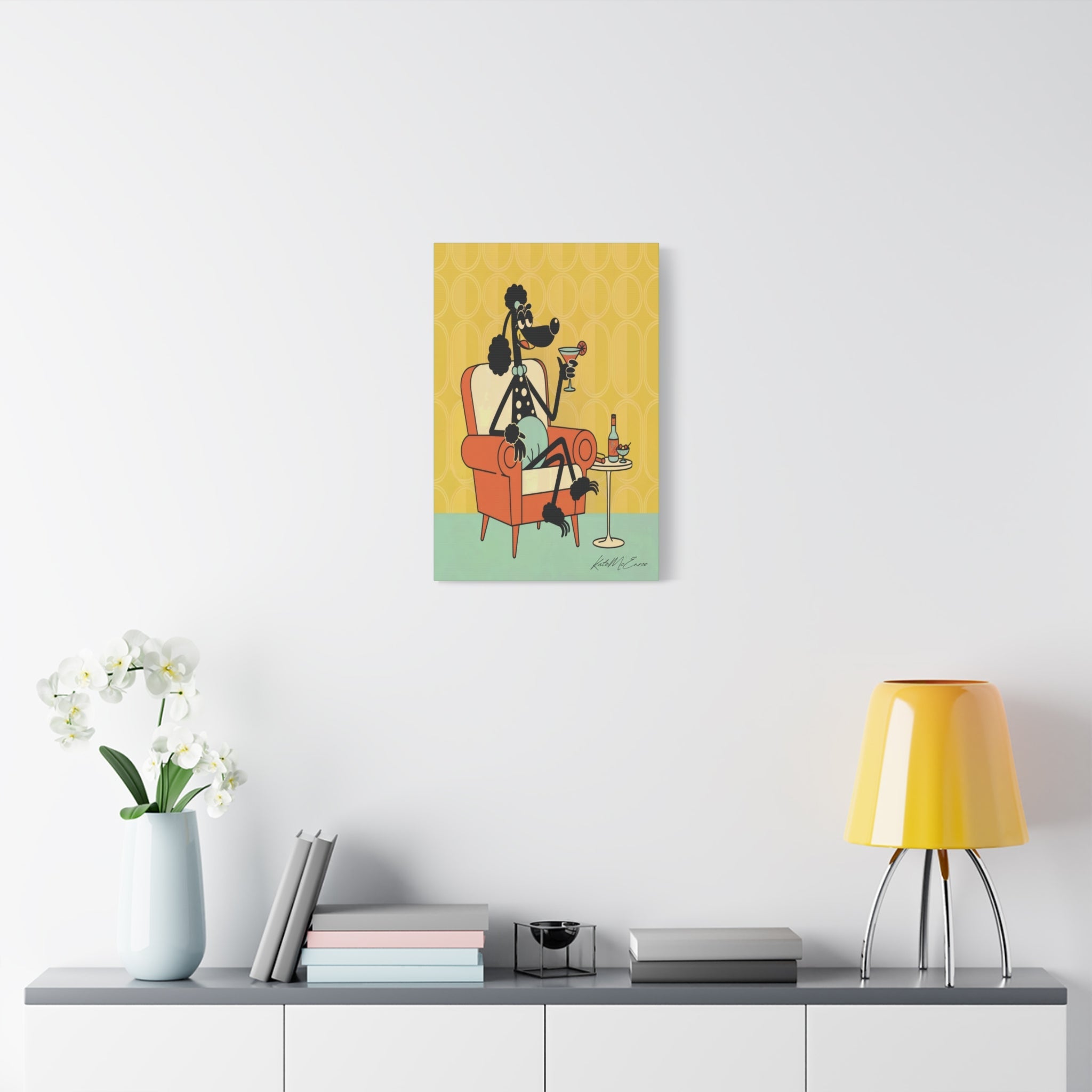 Kate McEnroe New York 1950s Anthropomorphic Poodle Wall Art, Retro Cocktail Kitsch CanvasCanvas Wall Art16615690497031003308