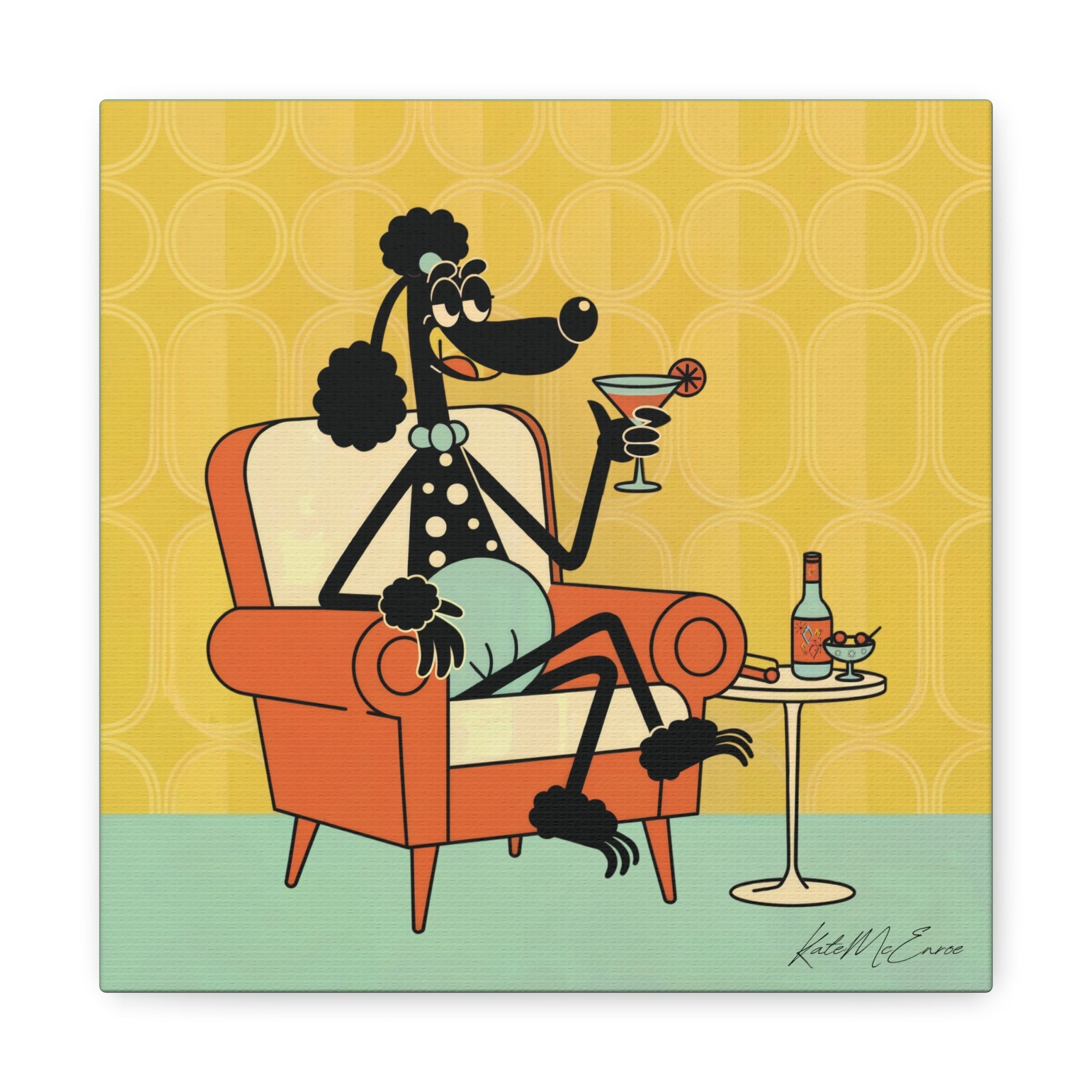 Kate McEnroe New York 1950s Anthropomorphic Poodle Wall Art, Retro Cocktail Kitsch CanvasCanvas Wall Art16615690497031003308