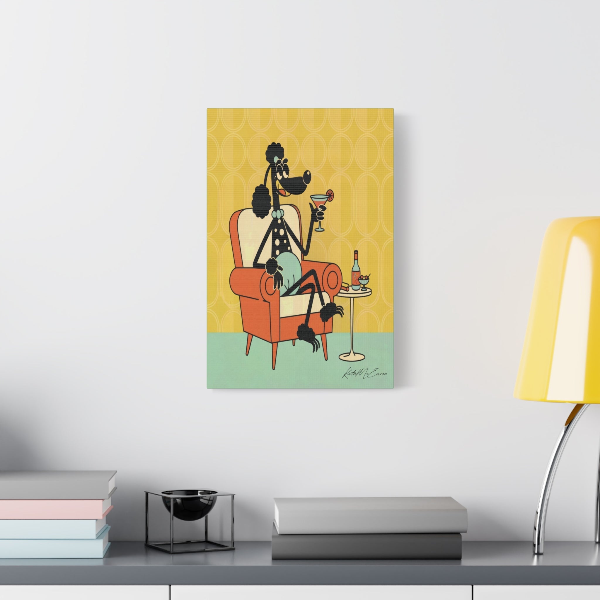 Kate McEnroe New York 1950s Anthropomorphic Poodle Wall Art, Retro Cocktail Kitsch CanvasCanvas Wall Art16615690497031003308