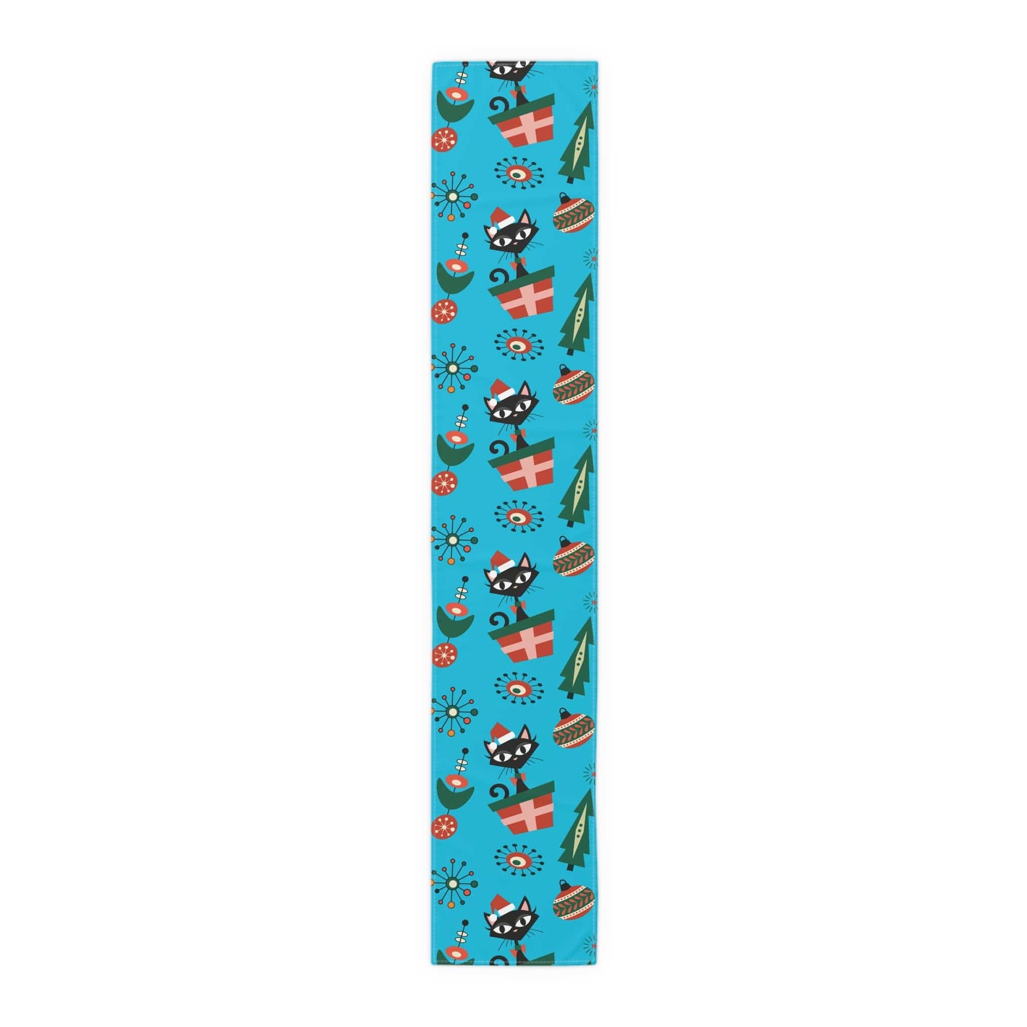 Kate McEnroe New York 1950s Atomic Kitschy Black Cat Christmas Table Runner, Mid Century Retro Holiday DecorTable Runners32832533655449276806