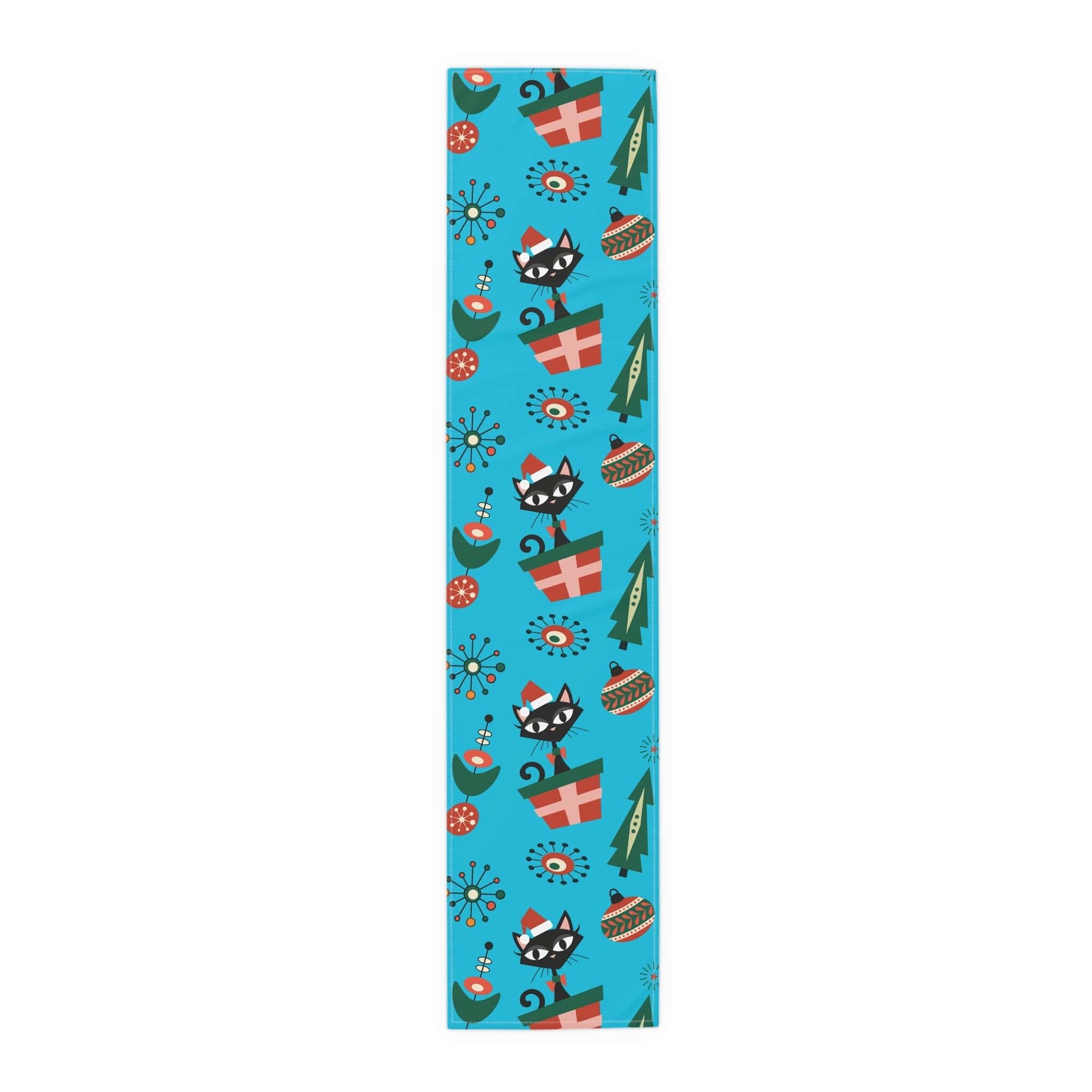 Kate McEnroe New York 1950s Atomic Kitschy Black Cat Christmas Table Runner, Mid Century Retro Holiday DecorTable Runners32832533655449276806