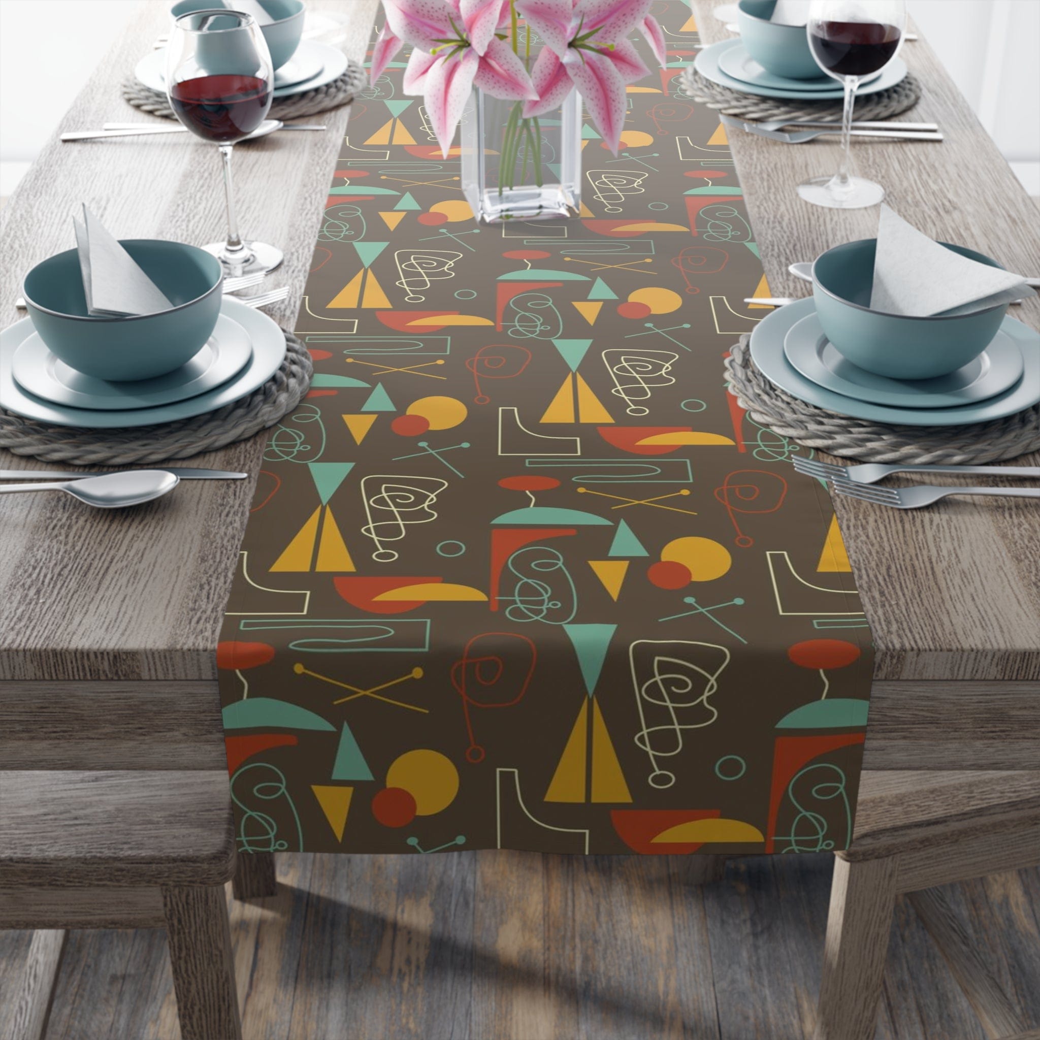 Kate McEnroe New York 1950s Atomic Retro Mid Century Modern Geometric Abstract Table Runner (Cotton, Poly)Table Runners11430722716878380511