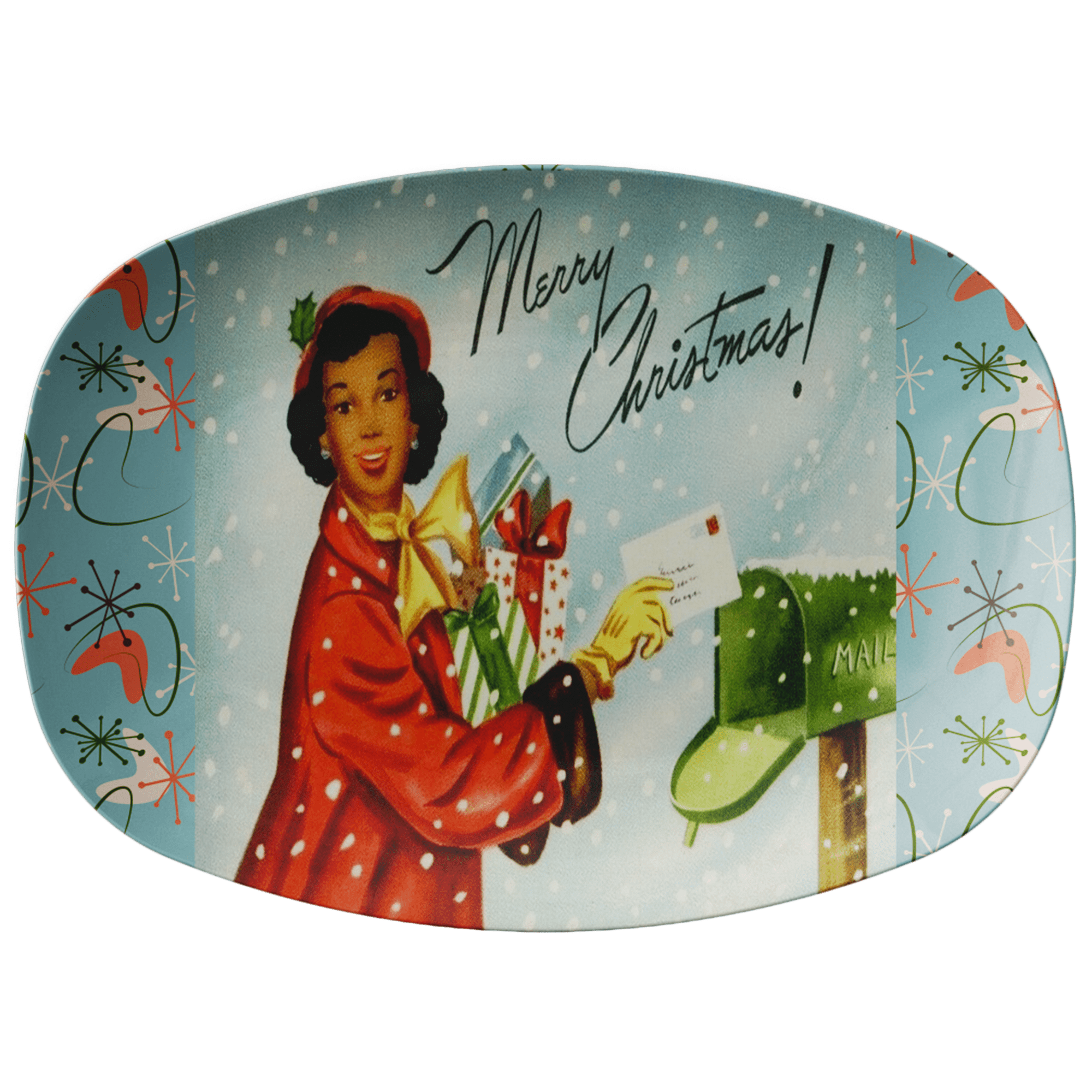 Kate McEnroe New York 1950s Kitsch Christmas Serving Platter Mid Century Holiday Retro DinnerwareServing PlattersKCP - XMAS - 005