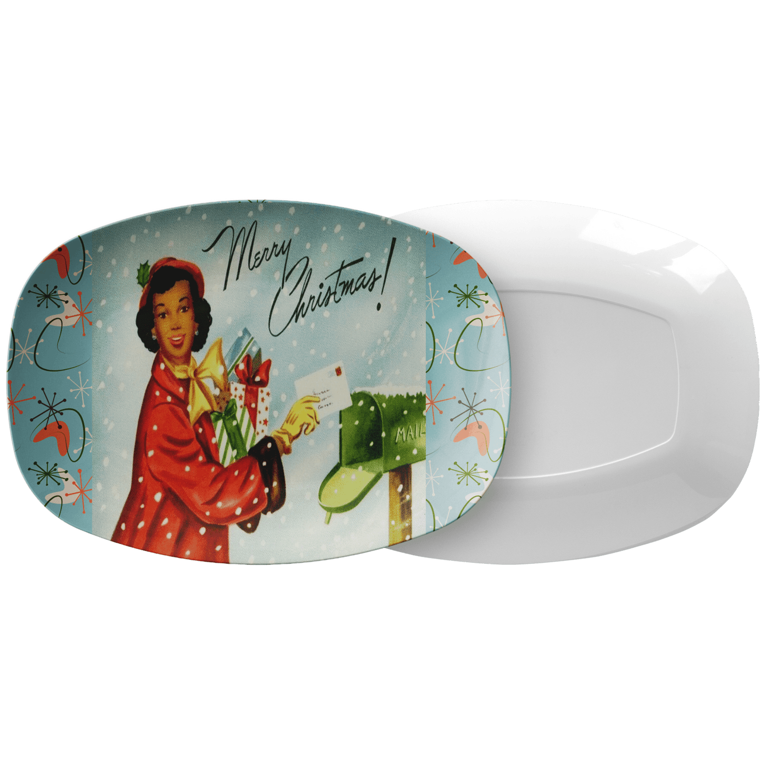 Kate McEnroe New York 1950s Kitsch Christmas Serving Platter Mid Century Holiday Retro DinnerwareServing PlattersKCP - XMAS - 005
