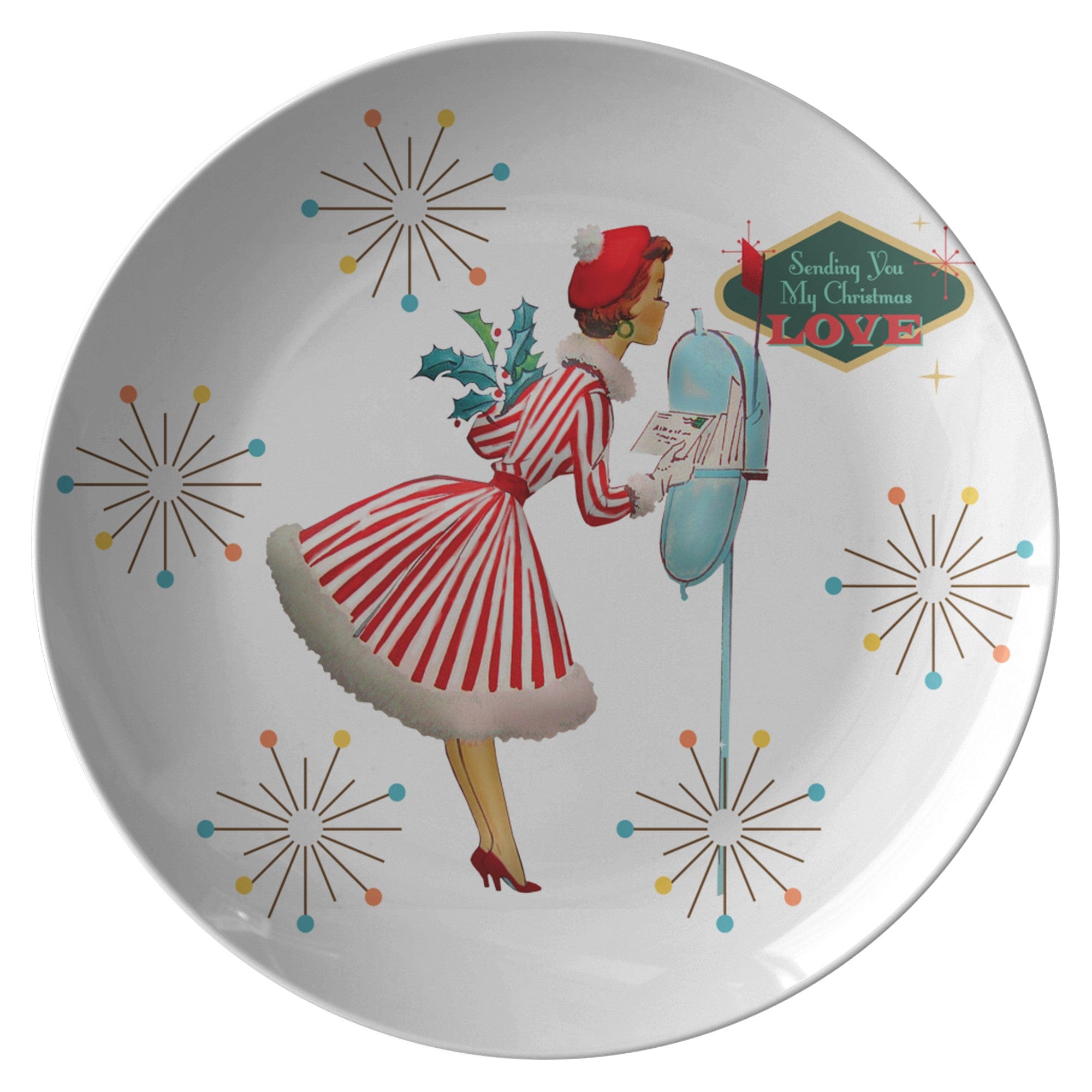 Kate McEnroe New York 1950s Kitsch Retro Vintage Christmas Card Art Mid Century Dinner PlatePlates9820SINGLE