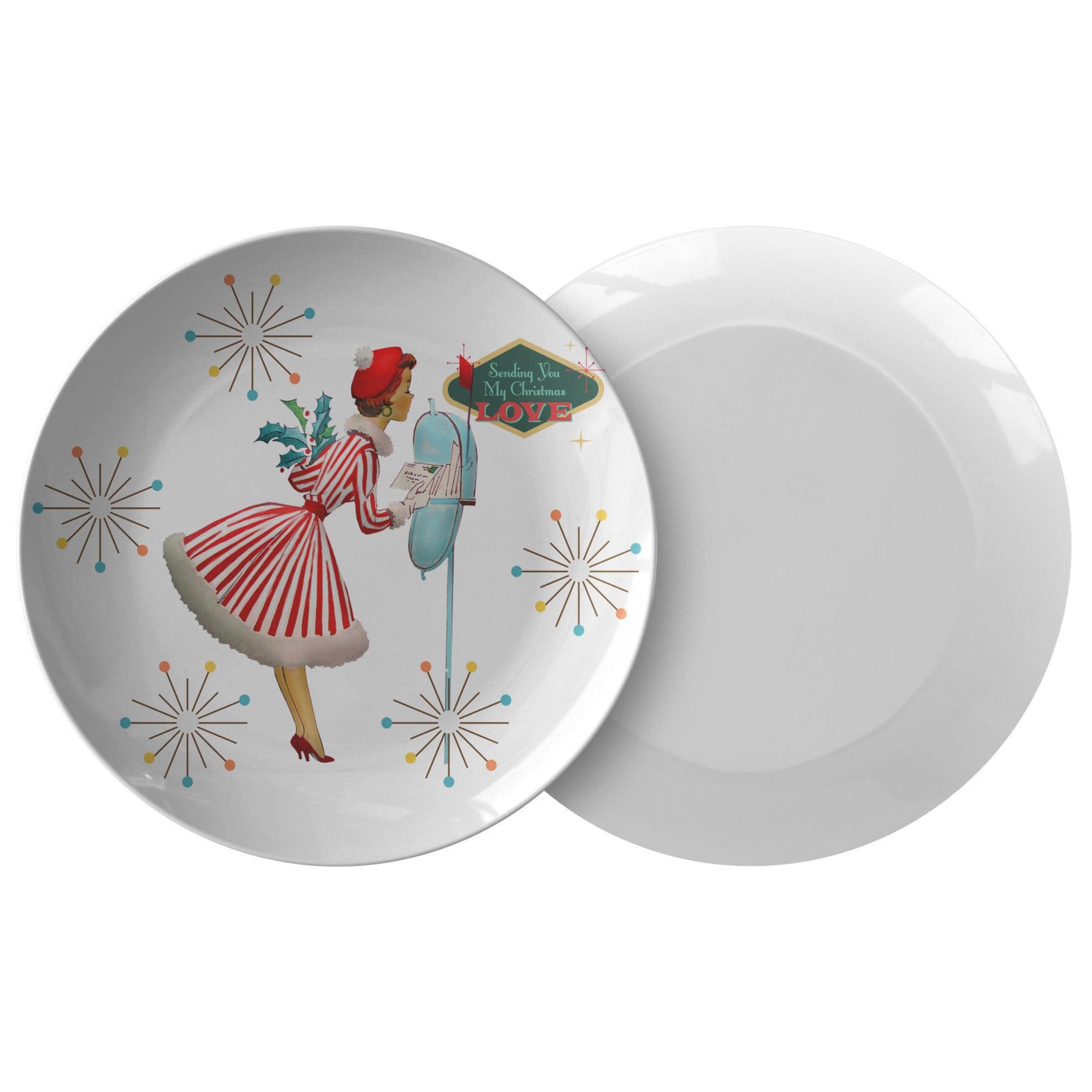 Kate McEnroe New York 1950s Kitsch Retro Vintage Christmas Card Art Mid Century Dinner PlatePlates9820SINGLE