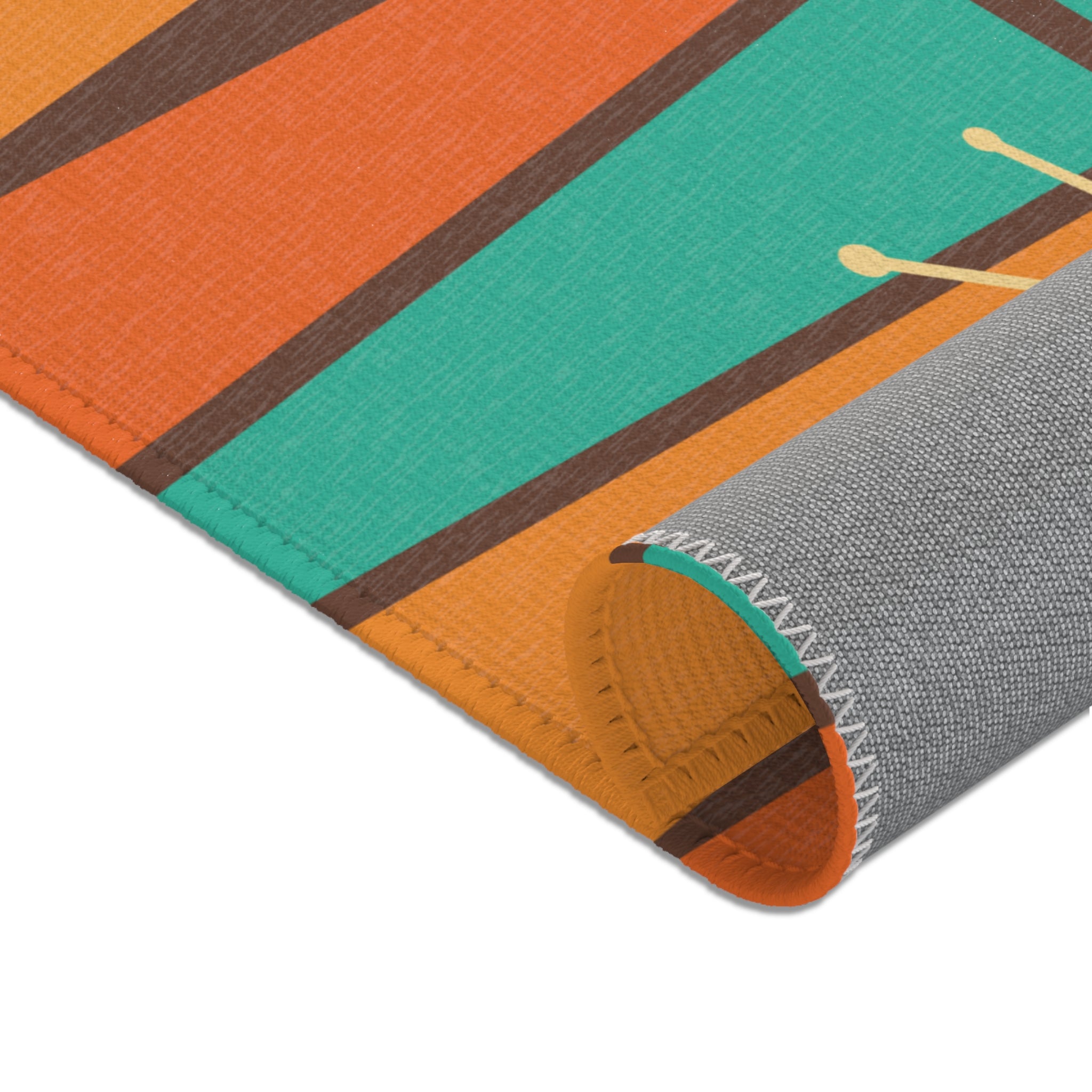 Kate McEnroe New York 1950s Mid Century Modern Atomic Area Rug, Retro Vintage Burnt Orange, Teal, Beige, Mustard Yellow Geometric Abstract Accent Rug, MCM RugRugs26534330455991886997