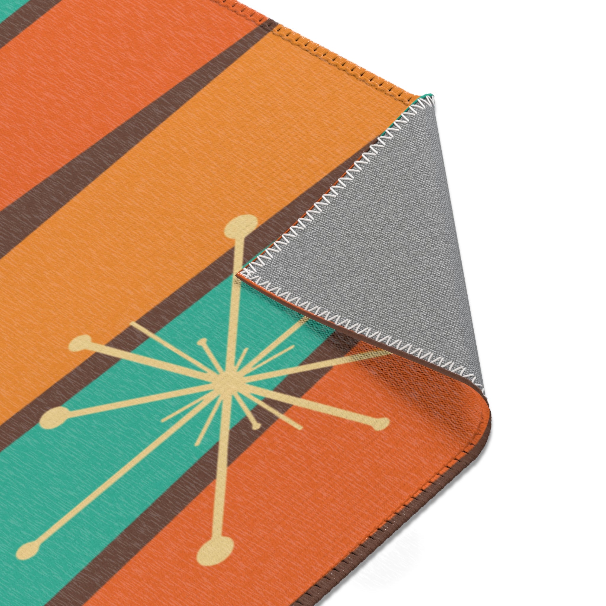 Kate McEnroe New York 1950s Mid Century Modern Atomic Area Rug, Retro Vintage Burnt Orange, Teal, Beige, Mustard Yellow Geometric Abstract Accent Rug, MCM RugRugs26534330455991886997