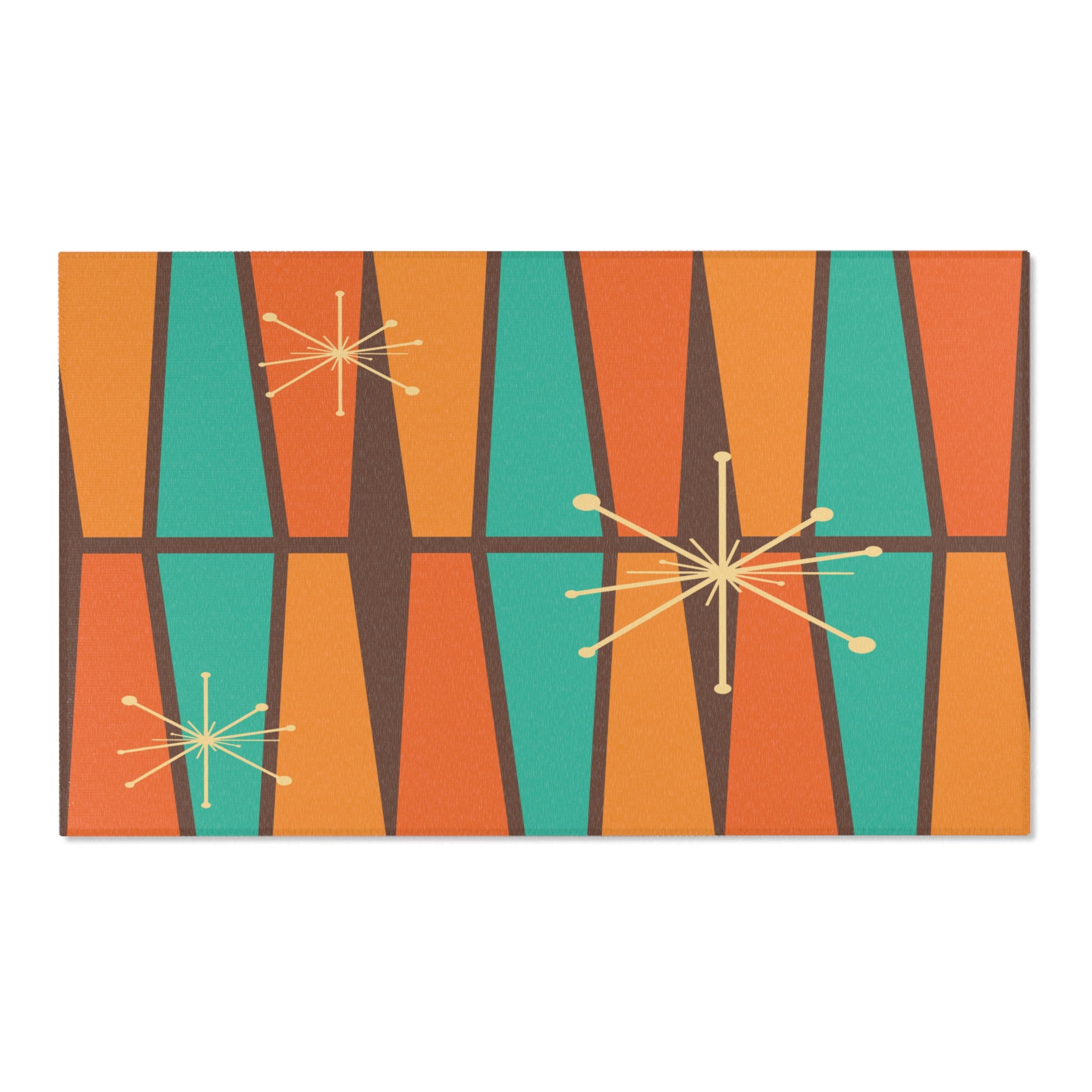 Kate McEnroe New York 1950s Mid Century Modern Atomic Area Rug, Retro Vintage Burnt Orange, Teal, Beige, Mustard Yellow Geometric Abstract Accent Rug, MCM RugRugs26534330455991886997