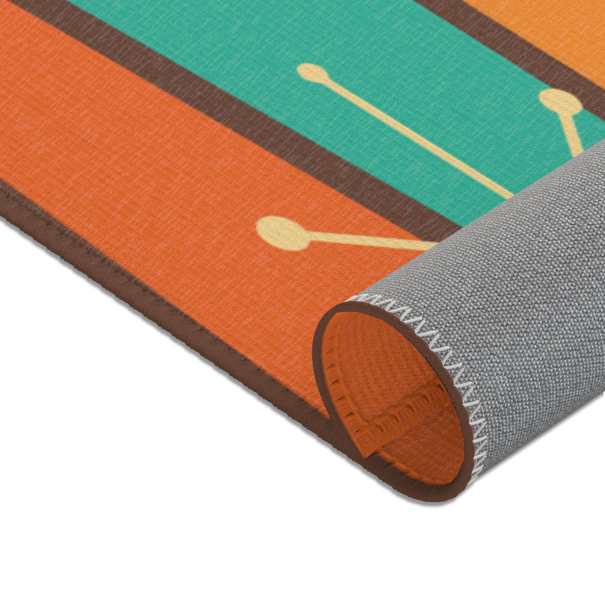 Kate McEnroe New York 1950s Mid Century Modern Atomic Area Rug, Retro Vintage Burnt Orange, Teal, Beige, Mustard Yellow Geometric Abstract Accent Rug, MCM RugRugs26534330455991886997