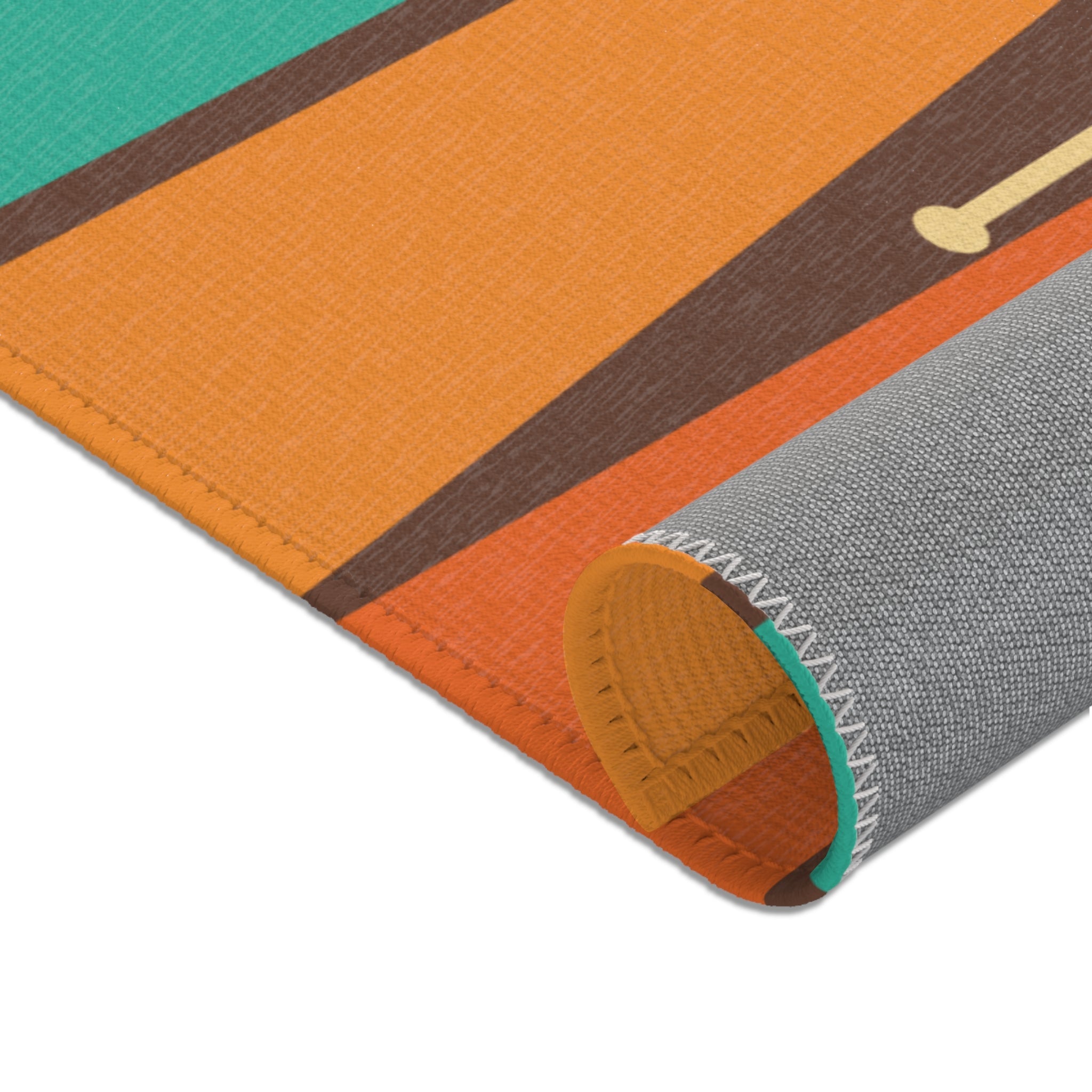 Kate McEnroe New York 1950s Mid Century Modern Atomic Area Rug, Retro Vintage Burnt Orange, Teal, Beige, Mustard Yellow Geometric Abstract Accent Rug, MCM RugRugs26534330455991886997