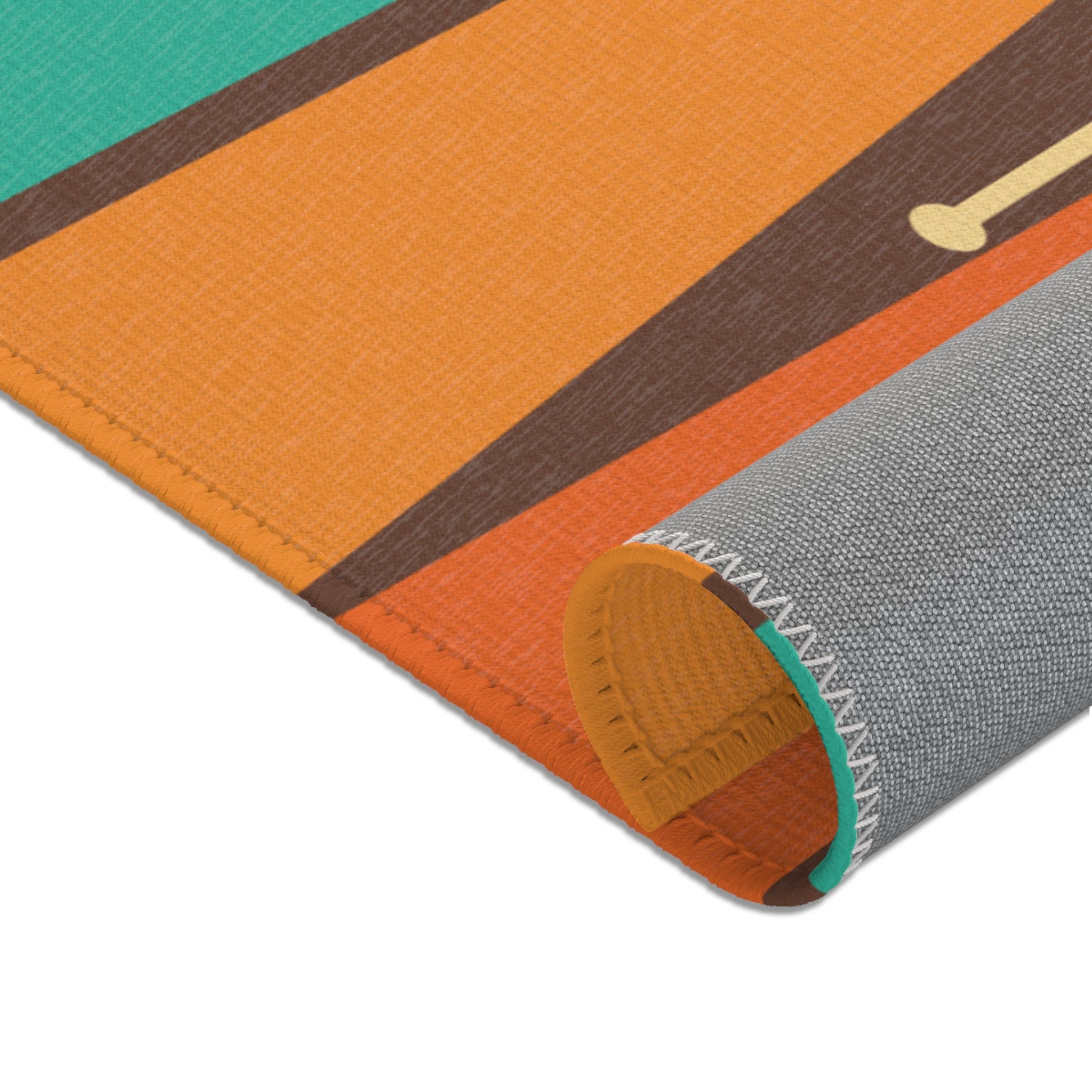 Kate McEnroe New York 1950s Mid Century Modern Atomic Area Rug, Retro Vintage Burnt Orange, Teal, Beige, Mustard Yellow Geometric Abstract Accent Rug, MCM RugRugs26534330455991886997