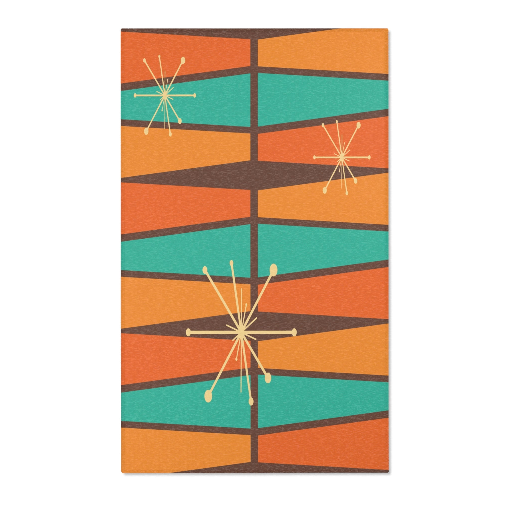 Kate McEnroe New York 1950s Mid Century Modern Atomic Area Rug, Retro Vintage Burnt Orange, Teal, Beige, Mustard Yellow Geometric Abstract Accent Rug, MCM RugRugs86778363348149236832