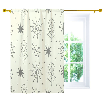 Kate McEnroe New York 1950s Mid Century Modern Atomic Starburst Curtains, Retro Beige, Gray Curtain Panels - 129482023Window Curtains92836