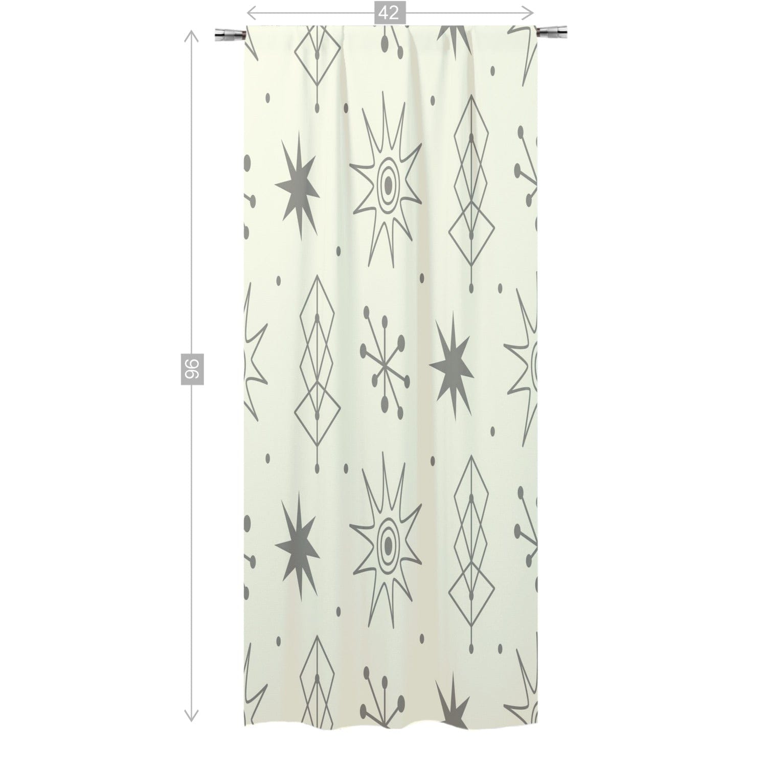 Kate McEnroe New York 1950s Mid Century Modern Atomic Starburst Curtains, Retro Beige, Gray Curtain Panels - 129482023Window Curtains92840