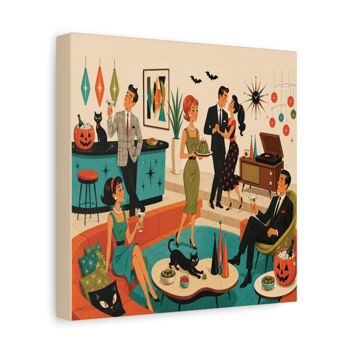 Kate McEnroe New York 1950s Mid Century Modern Halloween Cocktail Party Canvas Wall ArtCanvas Wall Art22082105667541700666