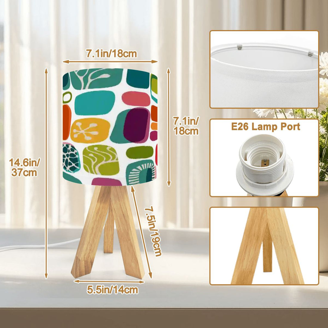 Kate McEnroe New York 1950s Mid Century Modern Retro Amoeba Abstract Wooden Tripod Table LampTable LampsGd9C5CzwnZ