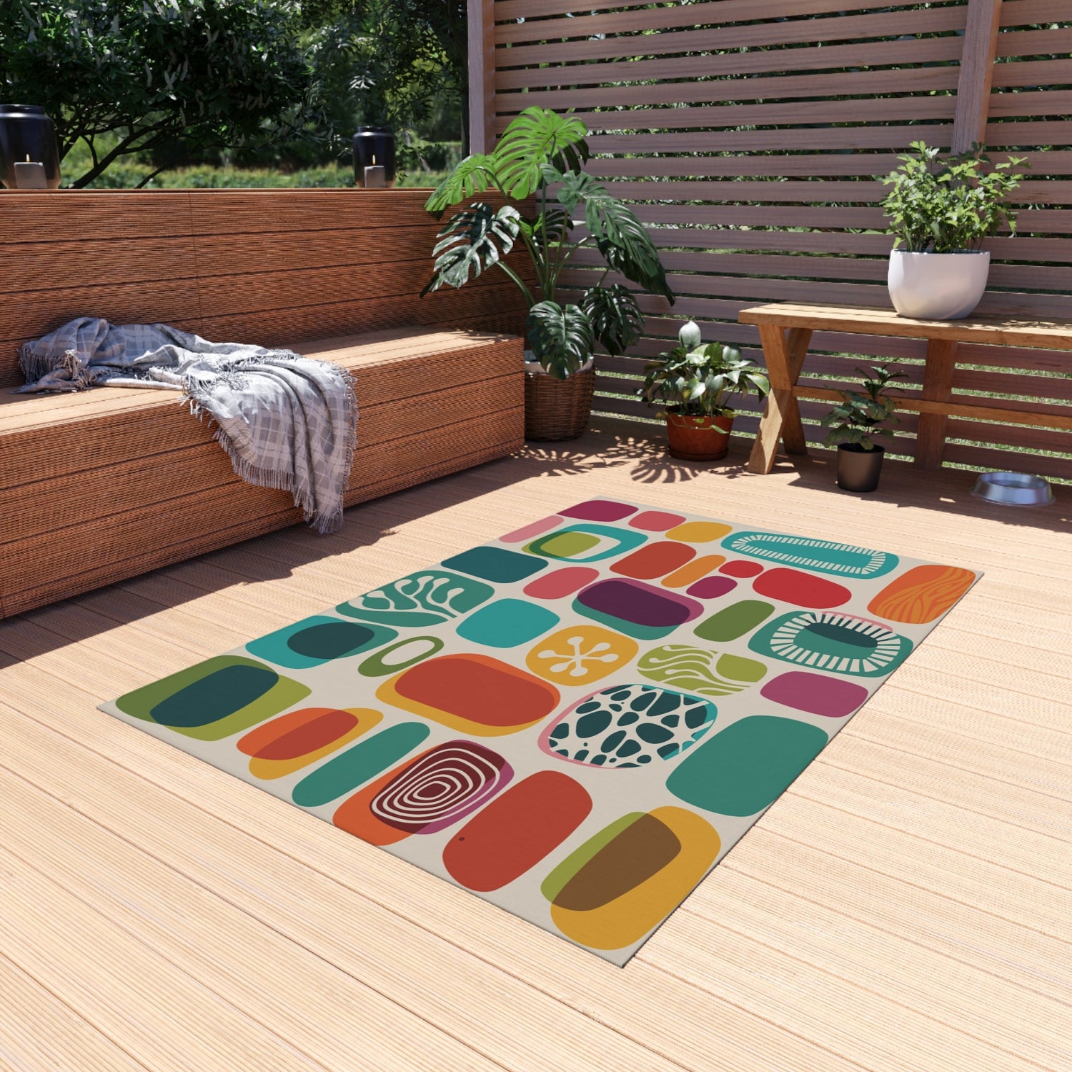 Kate McEnroe New York 1950s Mid Mod Amoeba Outdoor Rug, Retro Mid Century Modern Patio Rug, MCM Porch Rug, Mid Century Modern Indoor, Outdoor RugRugs11490356808968271707