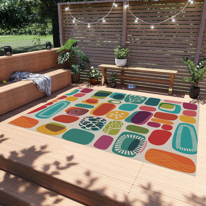 Kate McEnroe New York 1950s Mid Mod Amoeba Outdoor Rug, Retro Mid Century Modern Patio Rug, MCM Porch Rug, Mid Century Modern Indoor, Outdoor RugRugs25316403906198369087